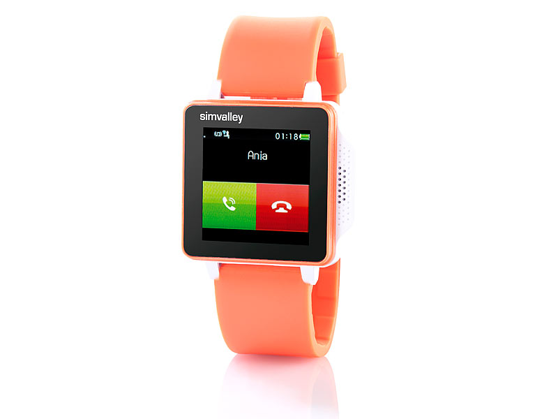simvalley MOBILE Handy-Uhr PW-315.touch Orange Handy/Uhr/Mediaplayer; Android Smartphones, Scheckkartenhandys Android Smartphones, Scheckkartenhandys Android Smartphones, Scheckkartenhandys 